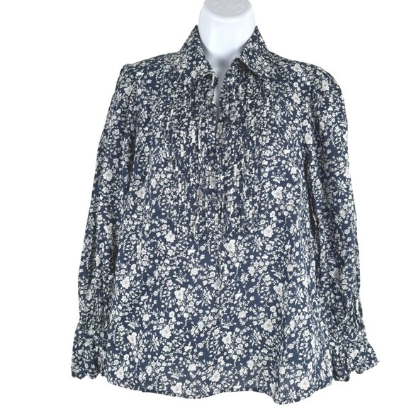 J. Crew Scalloped Popover Top XS Liberty Summer Blooms Fabric Floral TP-3579 - Picture 3 of 9